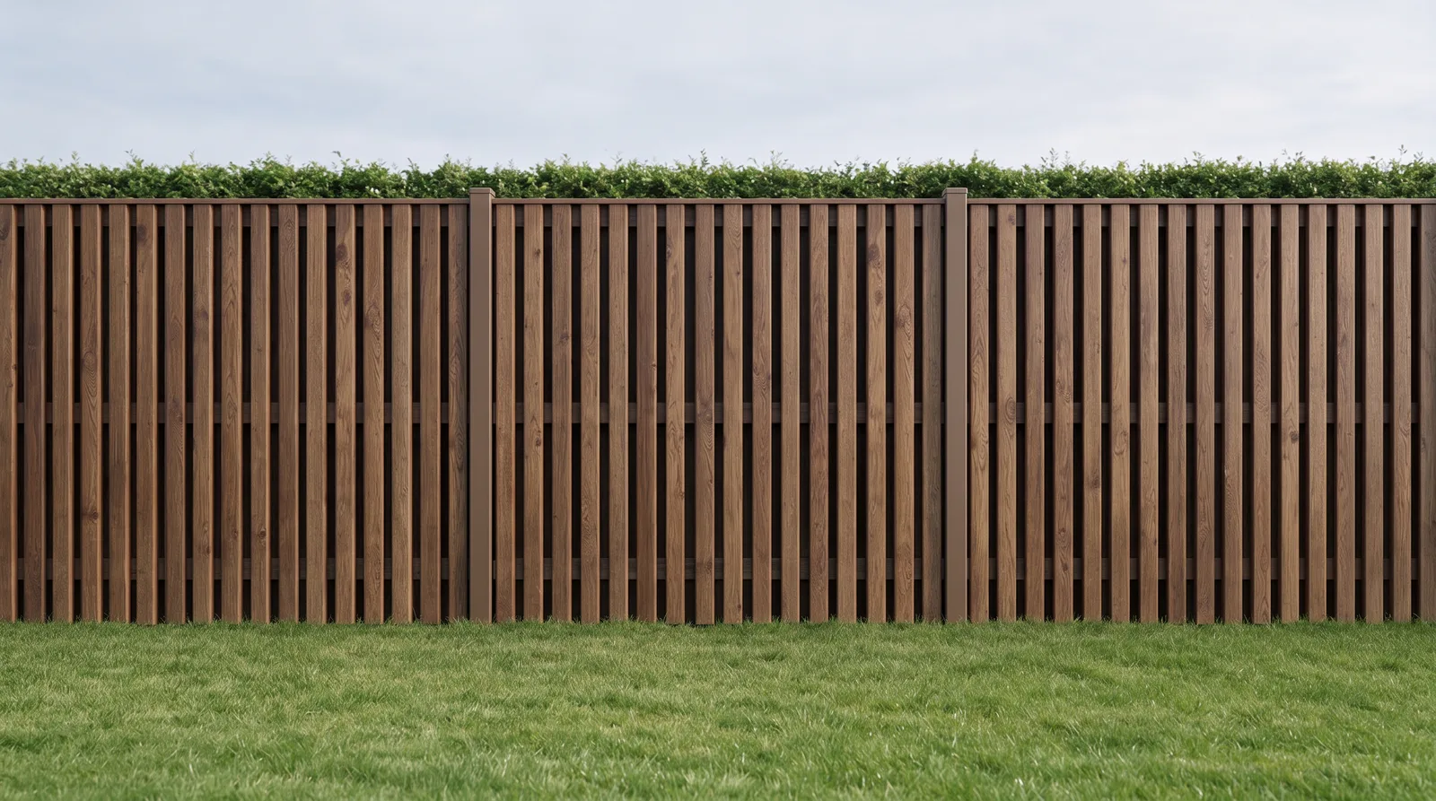 Pine profile steel fence in wood imitation finish